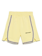 Shorts sportivi con stampa per bambino Palm Angels Kids giallo con spacchetti laterali - Rubino Kids