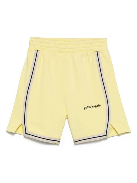 Shorts sportivi con stampa per bambino Palm Angels Kids giallo con