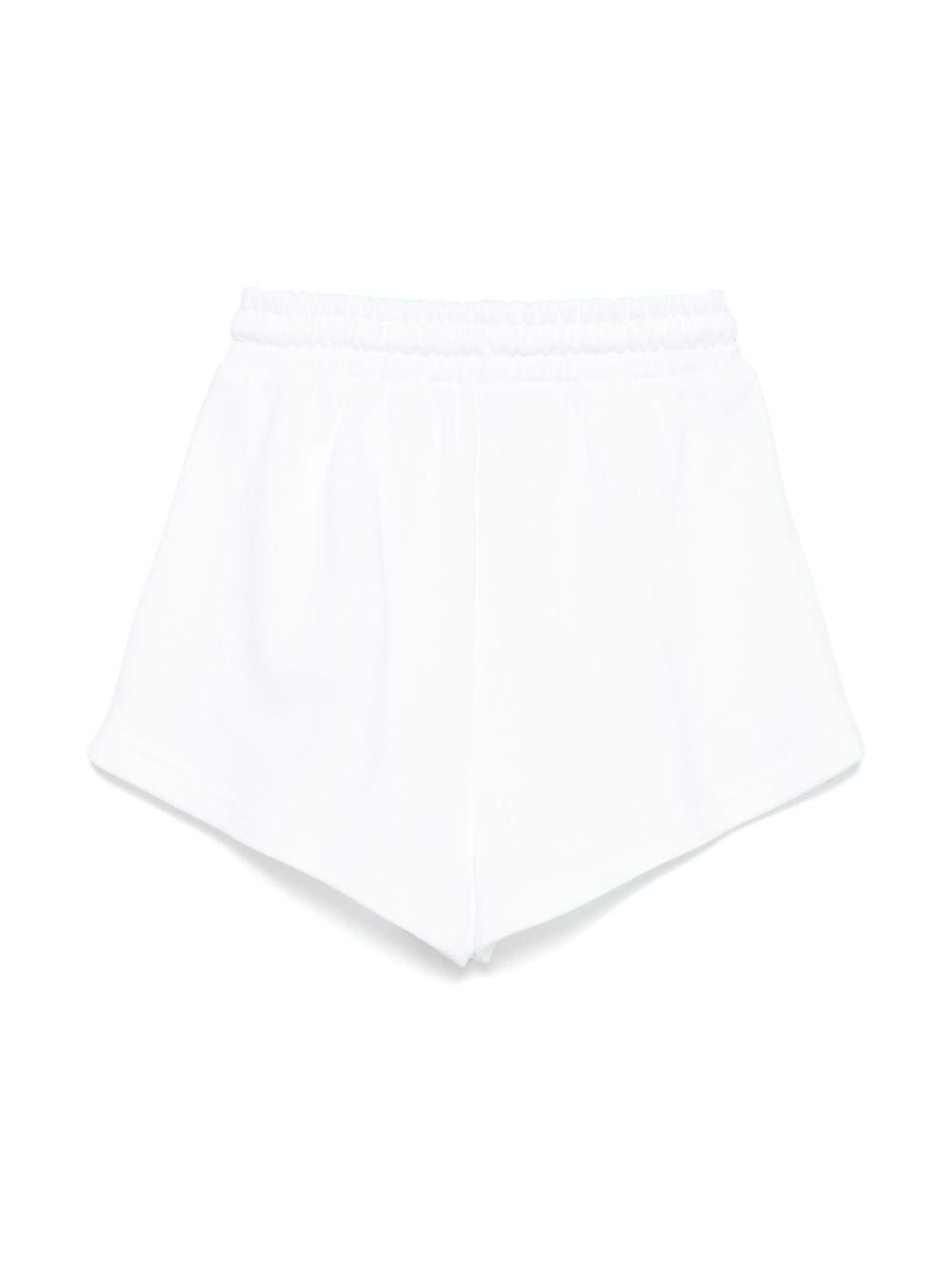 Shorts sportivi in cotone per bambina MSGM Kids bianco con stampa sulla gamba - Rubino Kids