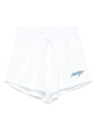 Shorts sportivi in cotone per bambina MSGM Kids bianco con stampa sulla gamba - Rubino Kids