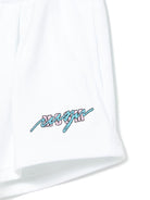 Shorts sportivi in cotone per bambina MSGM Kids bianco con stampa sulla gamba - Rubino Kids