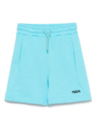 Shorts sportivi in cotone per bambino MSGM Kids azzurro con vita elasticizzata - Rubino Kids