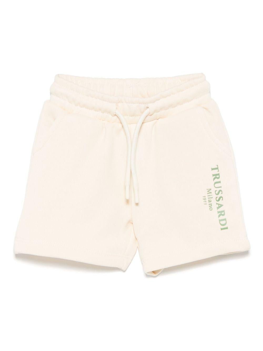 Shorts sportivi per neonato TRUSSARDI JUNIOR beige con logo - Rubino Kids
