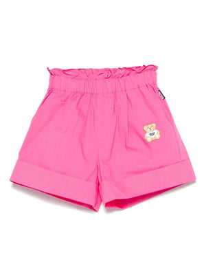 Shorts Teddy Bear per bambina fucsia con due tasche laterali