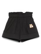 Shorts Teddy Bear per bambina Moschino Kids nero con orlo con risvolto - Rubino Kids