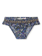 Slip bikini a fiori per neonata Bonpoint blu con vita elasticizzata - Rubino Kids