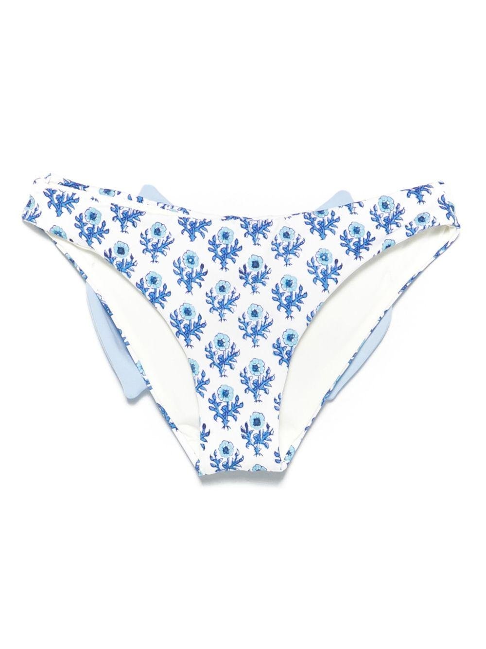 Slip bikini Madame per bambina MC2 Saint Barth Kids bianco con dettagli blu - Rubino Kids