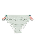 Slip bikini per bambina Donsje Sisi verde con dettagli con ruches - Rubino Kids