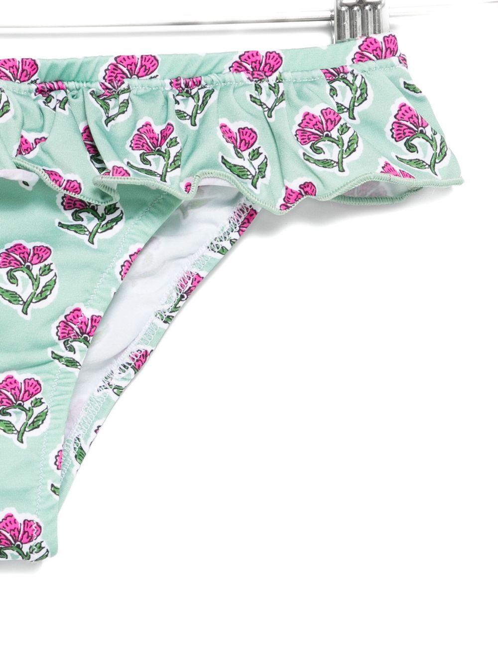 Slip bikini per bambina MC2 Saint Barth Kids verde con bordo arricciato - Rubino Kids