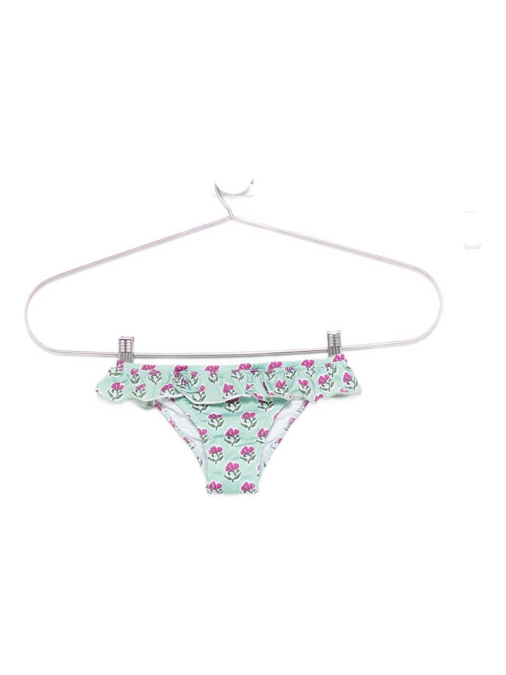 Slip bikini per bambina MC2 Saint Barth Kids verde con bordo arricciato - Rubino Kids