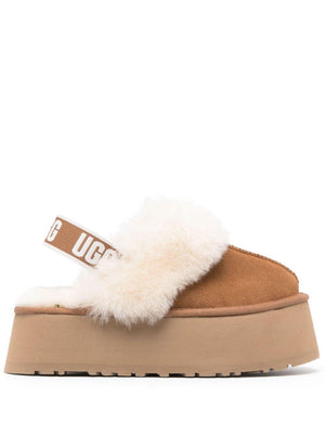 Slippers Mules Funkette per bambina Ugg Kids beige con pelle scamosciata di vitello