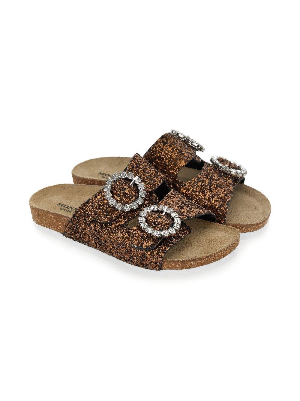Slippers per bambina Monnalisa marrone con fibbia - Rubino Kids