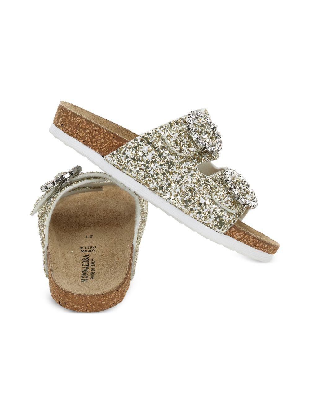 Slippers per bambina Monnalisa oro con fibbia - Rubino Kids