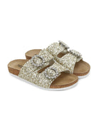 Slippers per bambina Monnalisa oro con fibbia - Rubino Kids