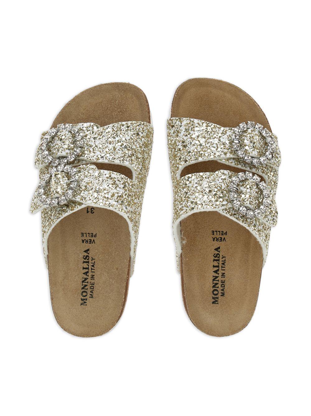 Slippers per bambina Monnalisa oro con fibbia - Rubino Kids