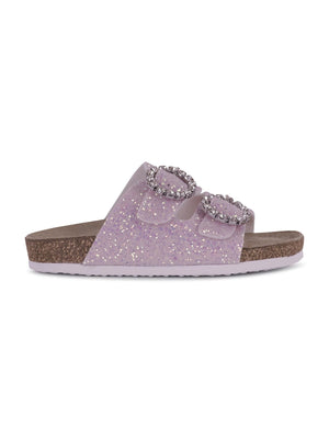 Monnalisa pink slippers for girls with buckle