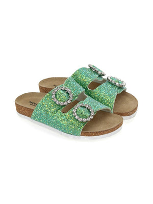 Slippers per bambina Monnalisa verde con fibbia