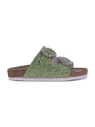 Slippers per bambina Monnalisa verde con fibbia - Rubino Kids
