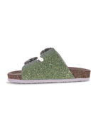 Slippers per bambina Monnalisa verde con fibbia - Rubino Kids