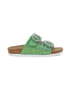 Slippers per bambina Monnalisa verde con fibbia - Rubino Kids