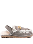 Slippers per bambina Mou Kids grigia con dettaglio all'uncinetto - Rubino Kids