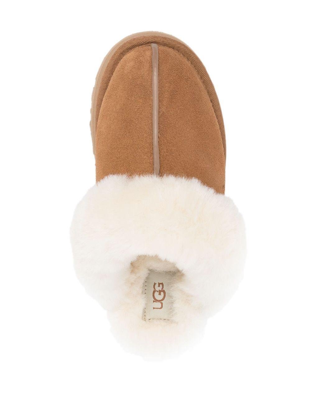 Slippers per bambina UGG Kids Disquette marrone con finitura in pelliccia sintetica - Rubino Kids