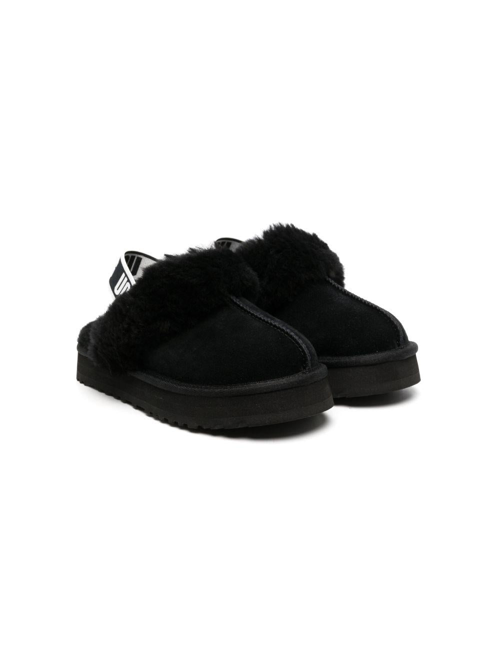 Slippers per bambina UGG Kids Funkette nero con fascia con logo stampato - Rubino Kids