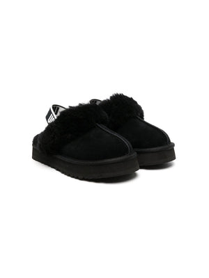 Slippers per bambina UGG Kids Funkette nero con fascia con logo stampato