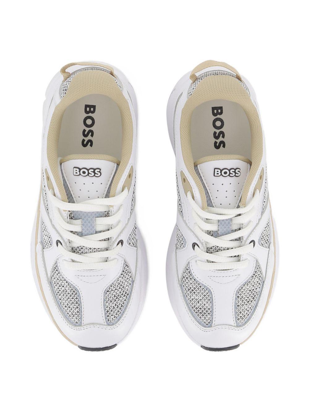 Sneaker da bambino Boss Kids bianche con disegn a inserti - Rubino Kids