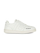 Sneaker monocolore per bambini Balmain Kids bianche con logo - Rubino Kids