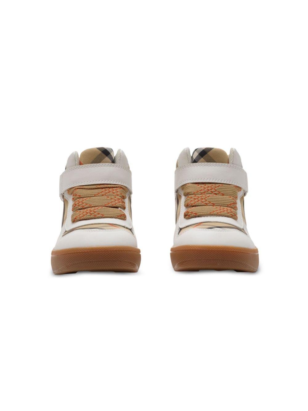 Sneakers alte per bambina Burberry Kids beige a quadri - Rubino Kids
