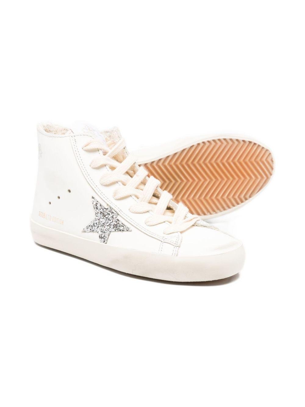 Sneakers alte per bambina Golden Goose Kids bianco con stelle glitterate - Rubino Kids