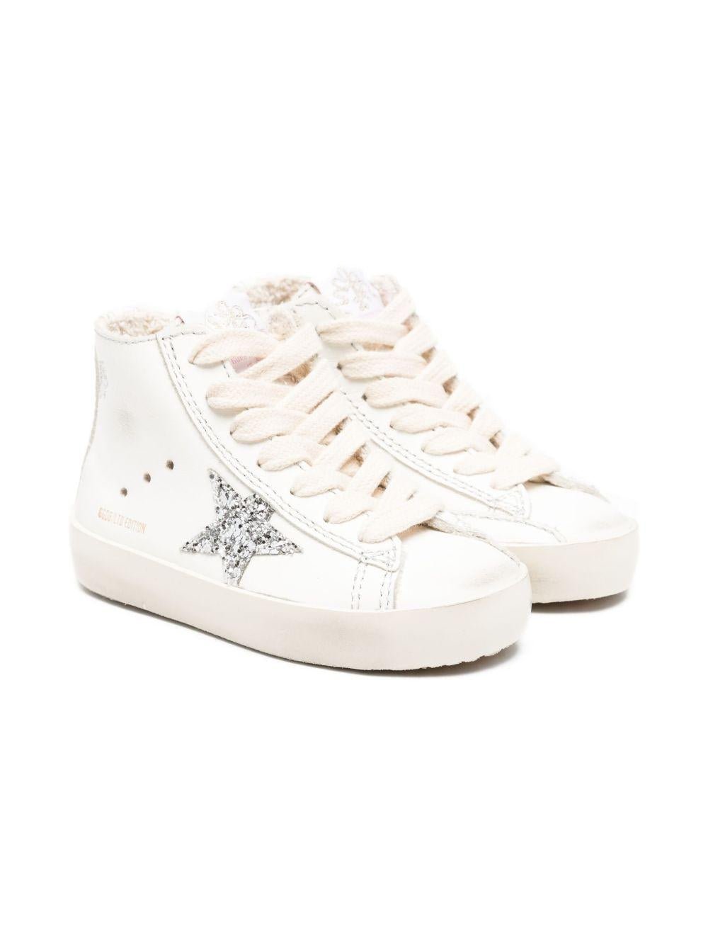 Sneakers alte per neonata Golden Goose Kids bianco con stelle glitterate - Rubino Kids