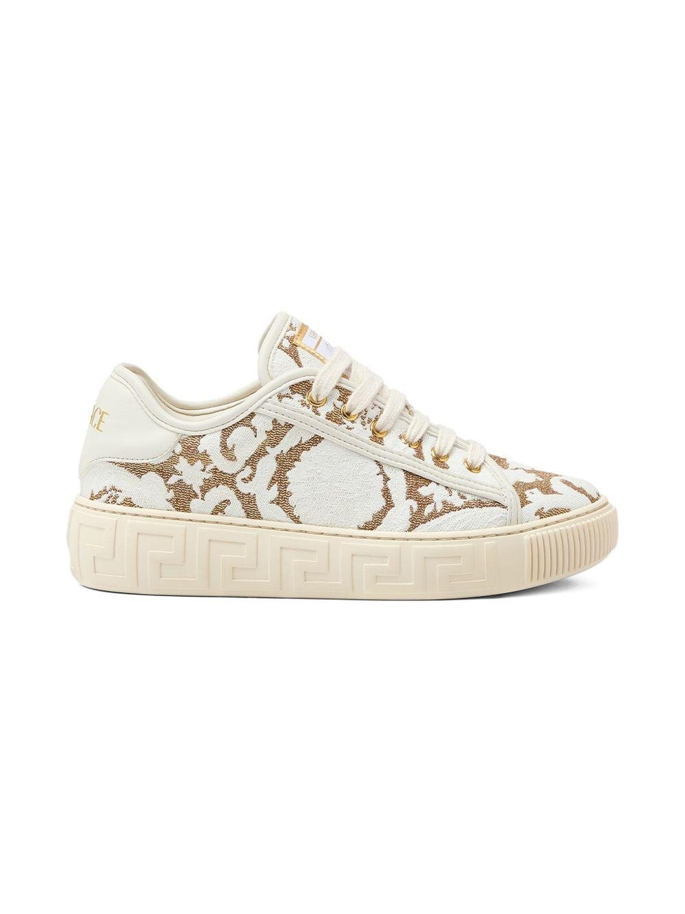 Sneakers Barocco per bambini Versace Kids bianco con motivo barocco all - over - Rubino Kids