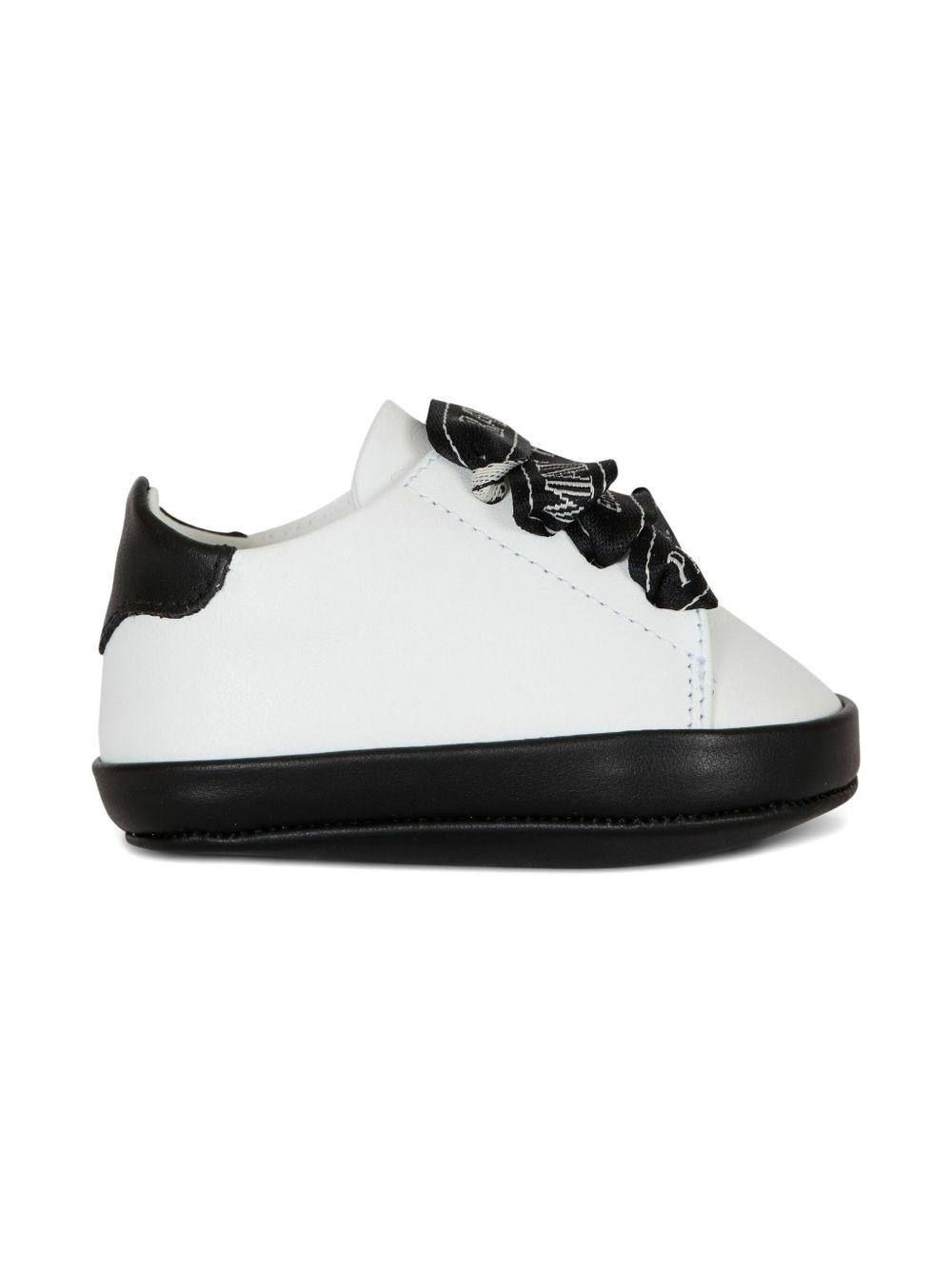 Sneakers bicolore per neonato Balmain Kids bianche con lacci - Rubino Kids