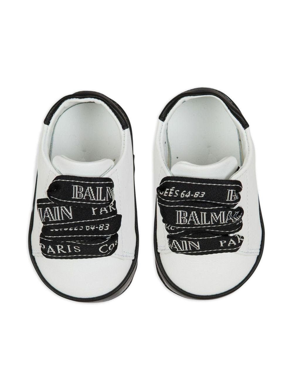 Sneakers bicolore per neonato Balmain Kids bianche con lacci - Rubino Kids