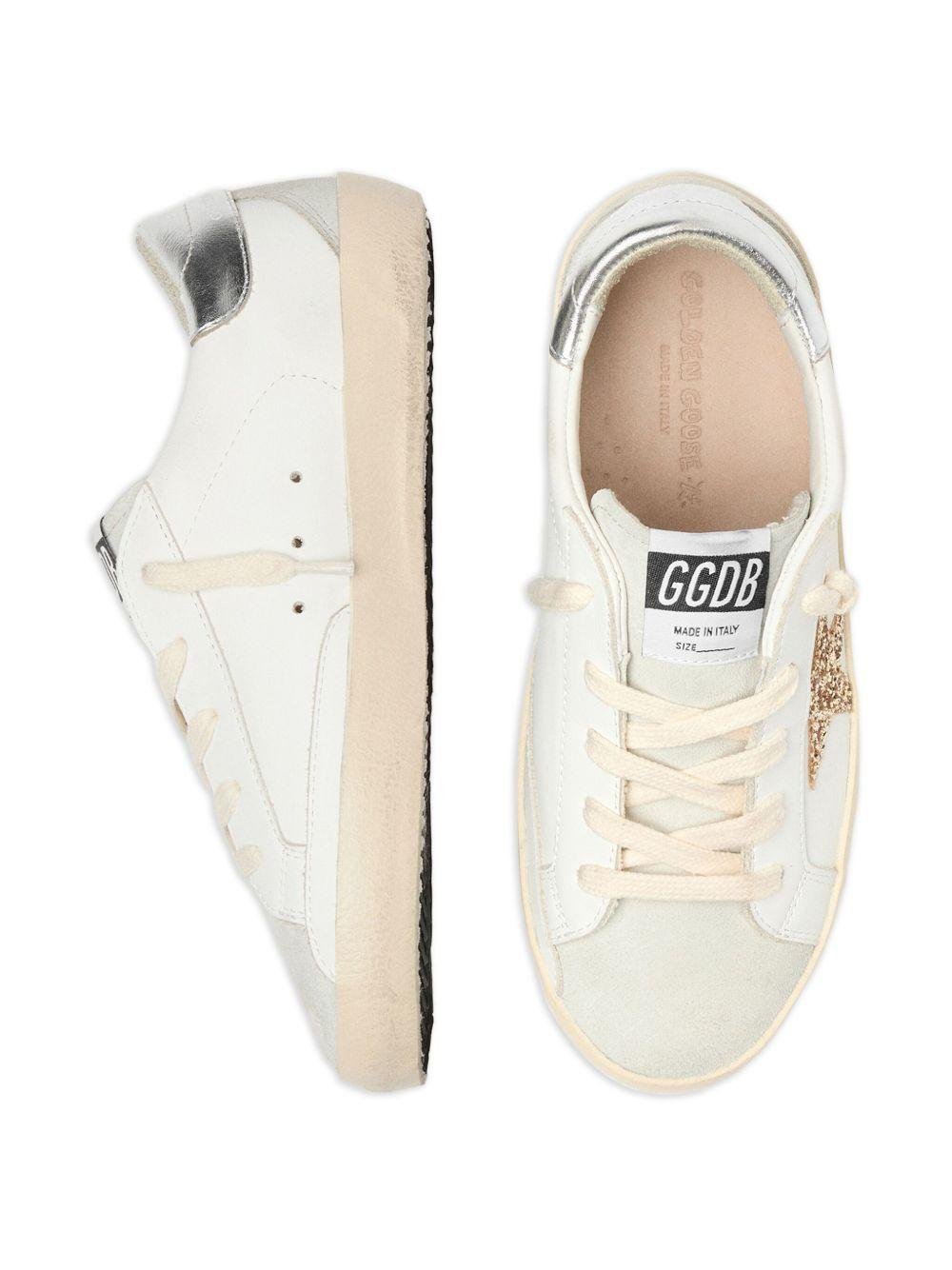 Sneakers in pelle per bambina Golden Goose Kids bianco con stella glitter - Rubino Kids