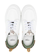 Sneakers in pelle per bambino Fendi Kids bianco con chiusura con lacci - Rubino Kids