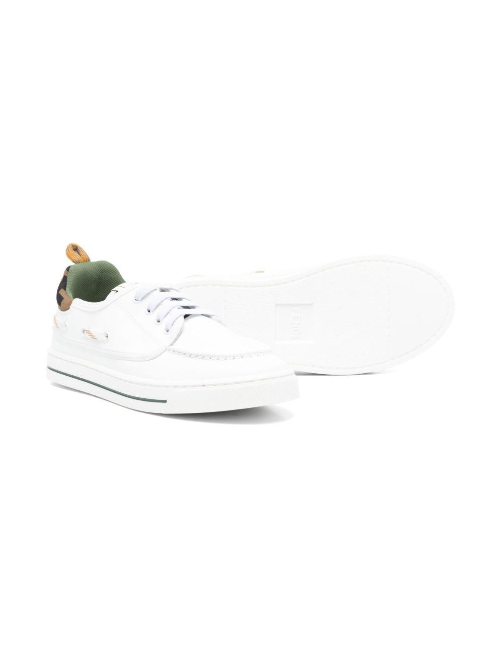 Sneakers in pelle per bambino Fendi Kids bianco con chiusura con lacci - Rubino Kids