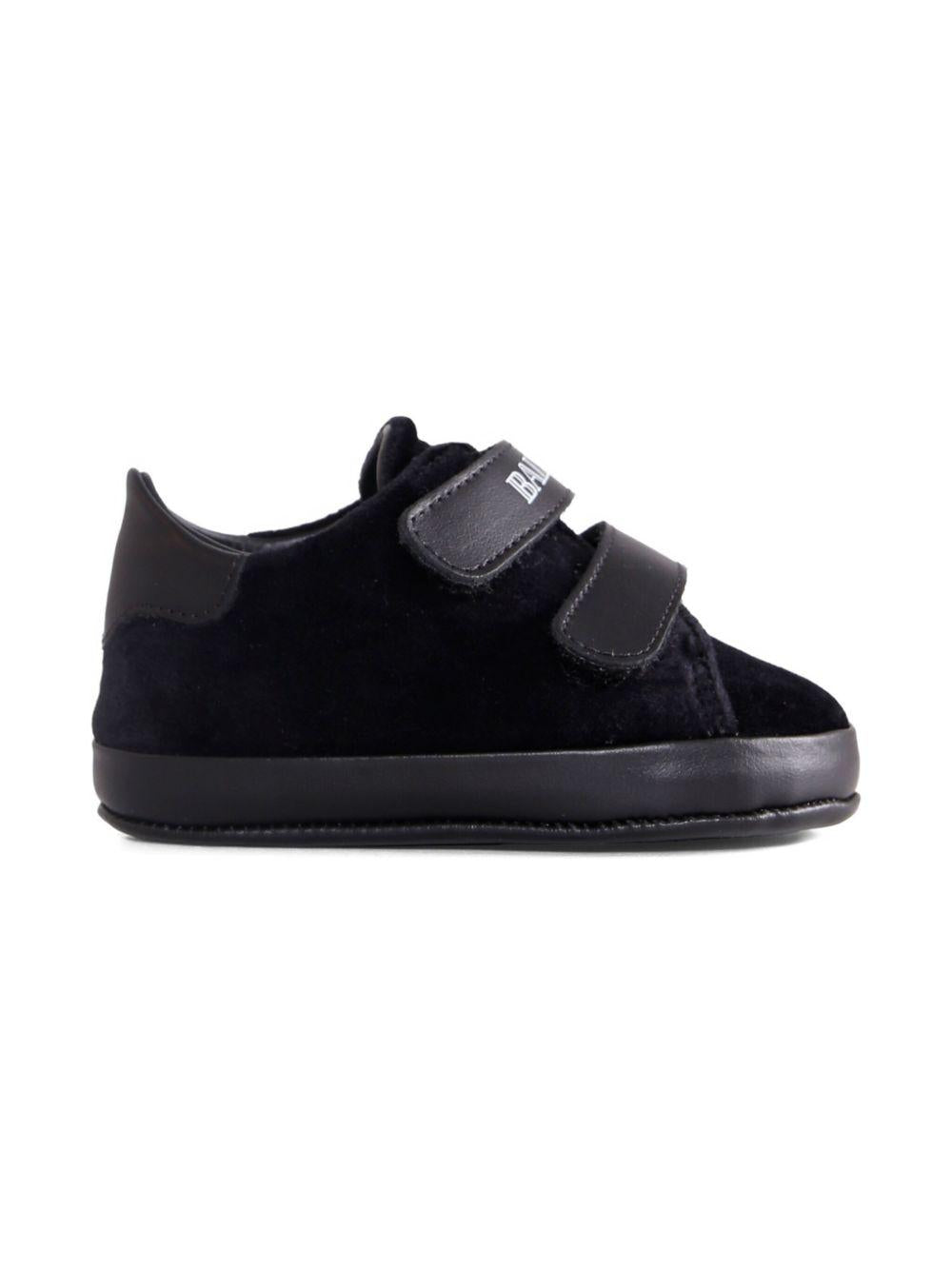 Sneakers in velluto per neonato Balmain Kids nero con strappi - Rubino Kids