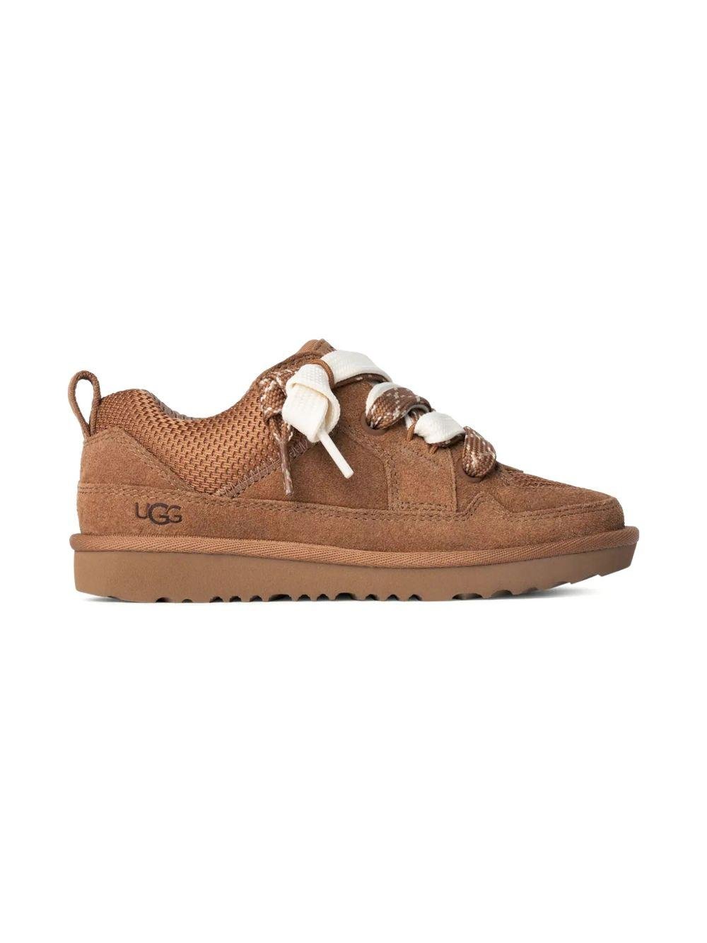 Sneakers Lo Lowmel UGG Kids marroni con applicazione sulla linguetta con logo - Rubino Kids