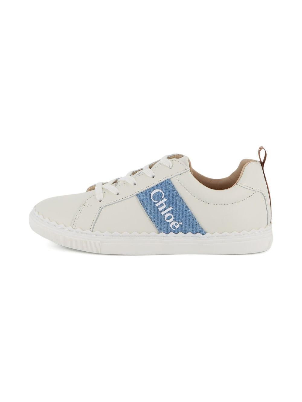 Sneakers per bambina Chloé Kids bianche con toppa con logo - Rubino Kids