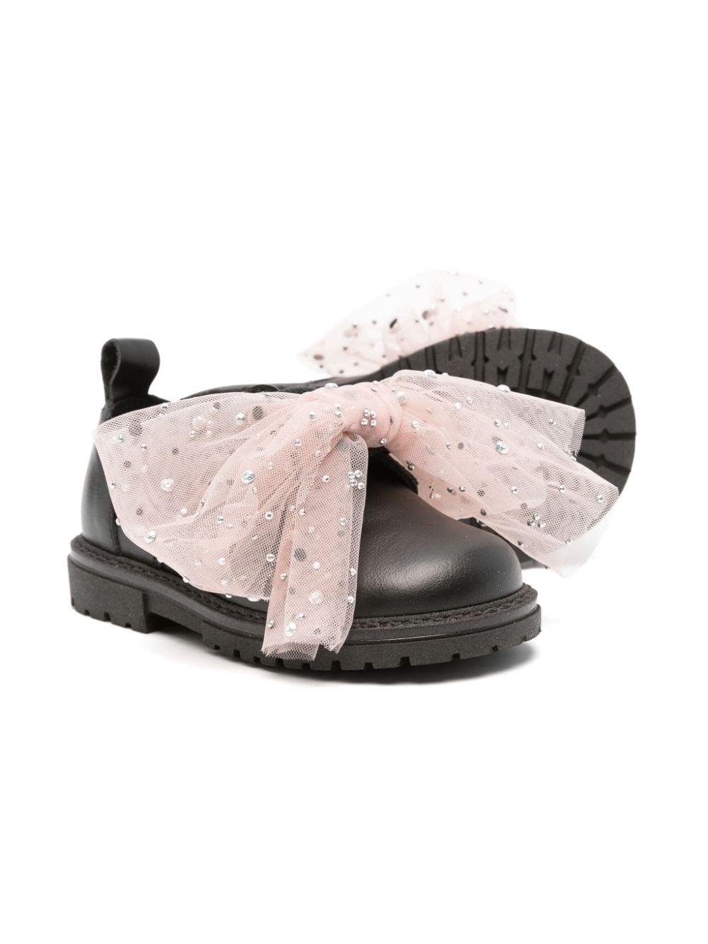 Sneakers per bambina Florens nero con fiocco rosa - Rubino Kids