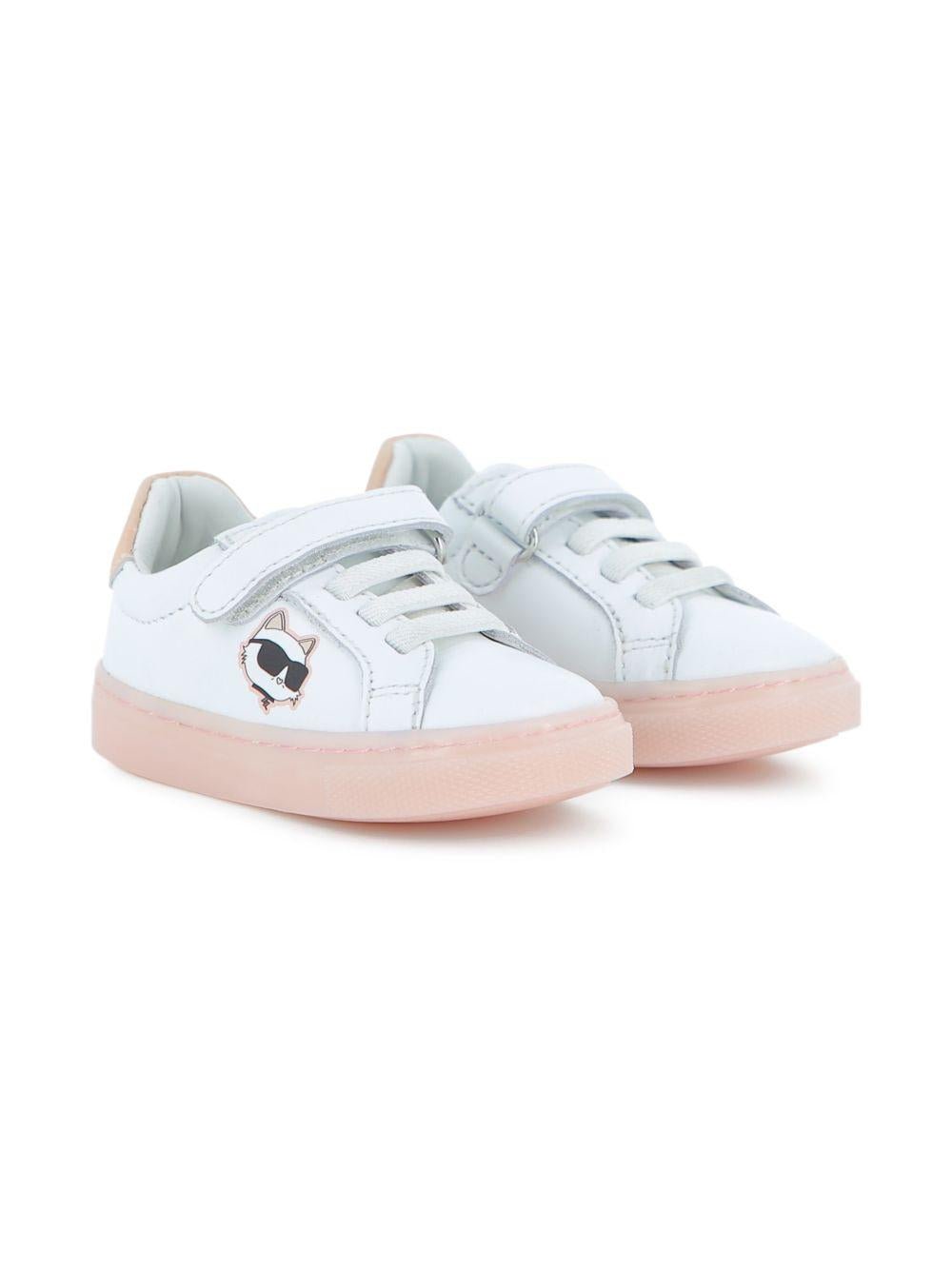 Sneakers per bambina Karl Lagerfeld Kids bianche con cinturino applicato - Rubino Kids