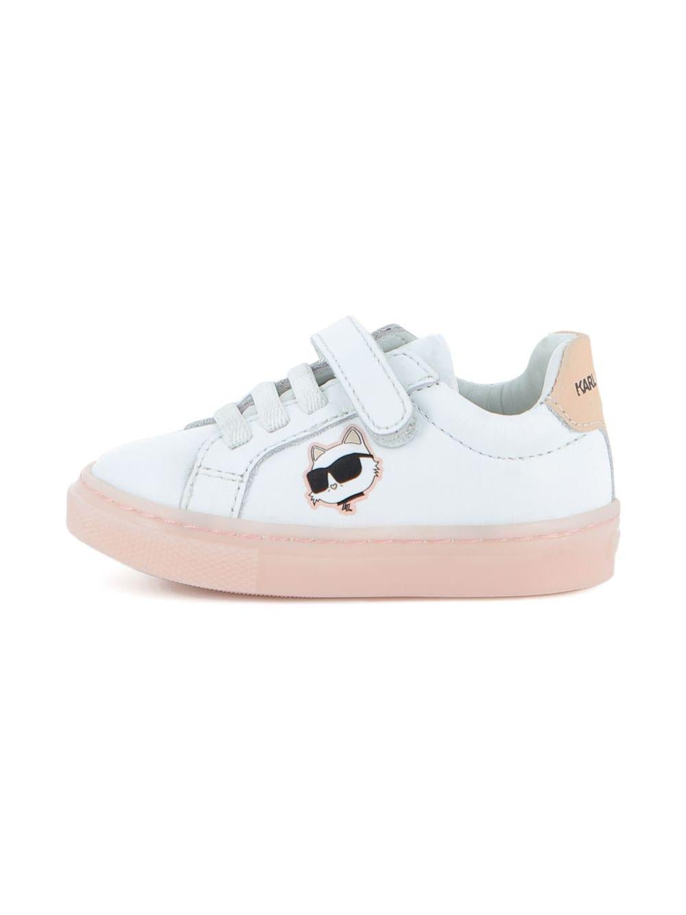 Sneakers per bambina Karl Lagerfeld Kids bianche con cinturino applicato - Rubino Kids