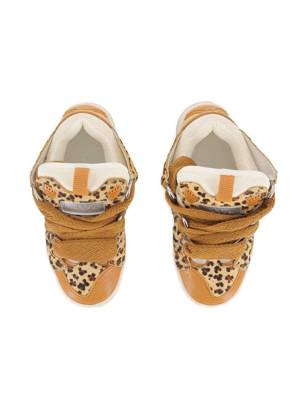 Sneakers per bambina Lanvin Enfant beige con stampa leopardata - Rubino Kids
