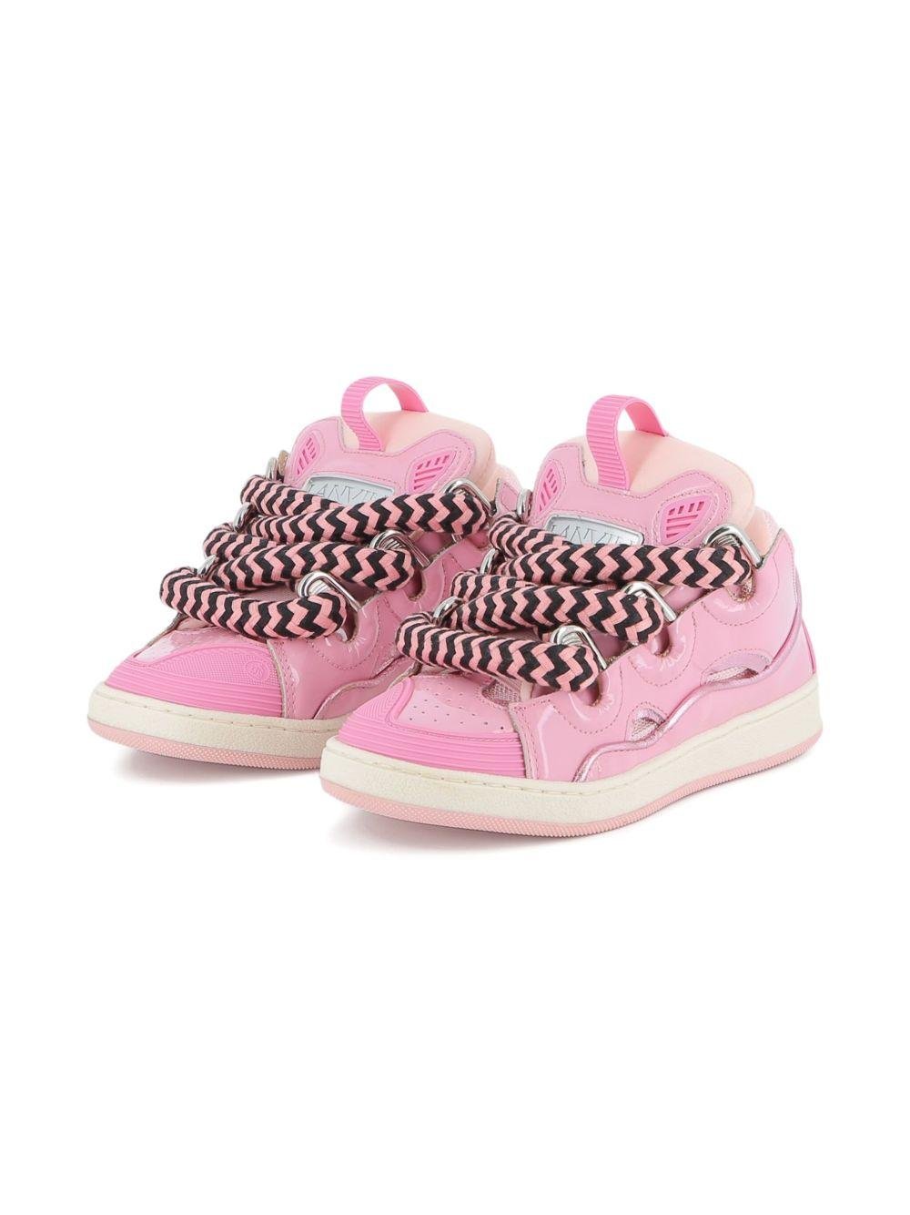 Sneakers per bambina Lanvin Enfant rosa con lacci oversize a zigzag - Rubino Kids