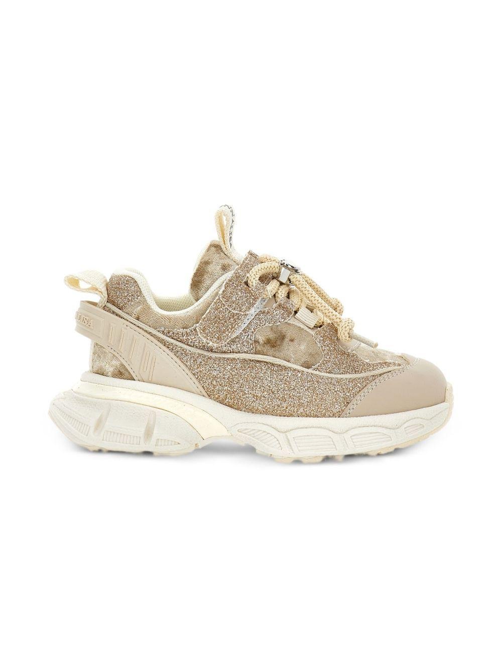 Sneakers per bambina Monnalisa beige con glitter - Rubino Kids