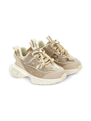 Monnalisa beige glitter sneakers for girls
