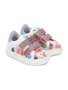 Sneakers per bambina Monnalisa bianche a fiori con glitter - Rubino Kids